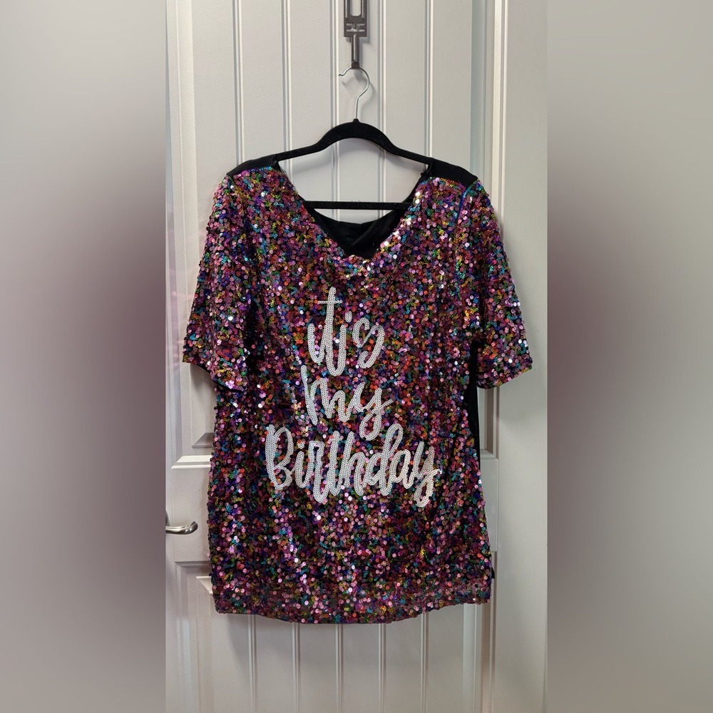 Multicolor Sequin 'It's My Birthday' Party Shirt